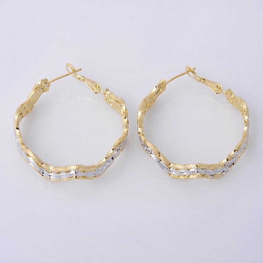 Earrings  ~ 4 Layer ~ 1 1/4" ~ Tri-Gold ~ Hoop ~ Dangle 1 1/4"